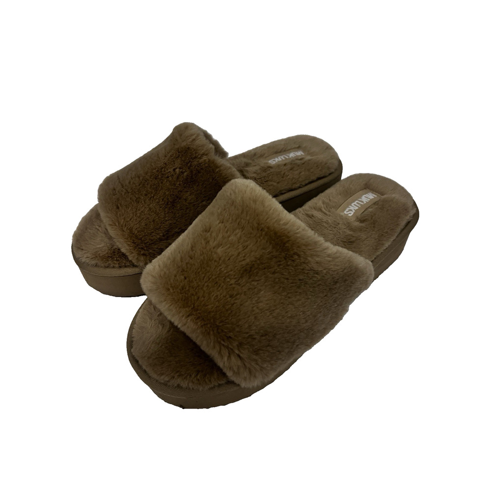 Original Muk Luks Kirsty Faux Fur Slide Slippers Womens US 7/8 Cushion Comfort